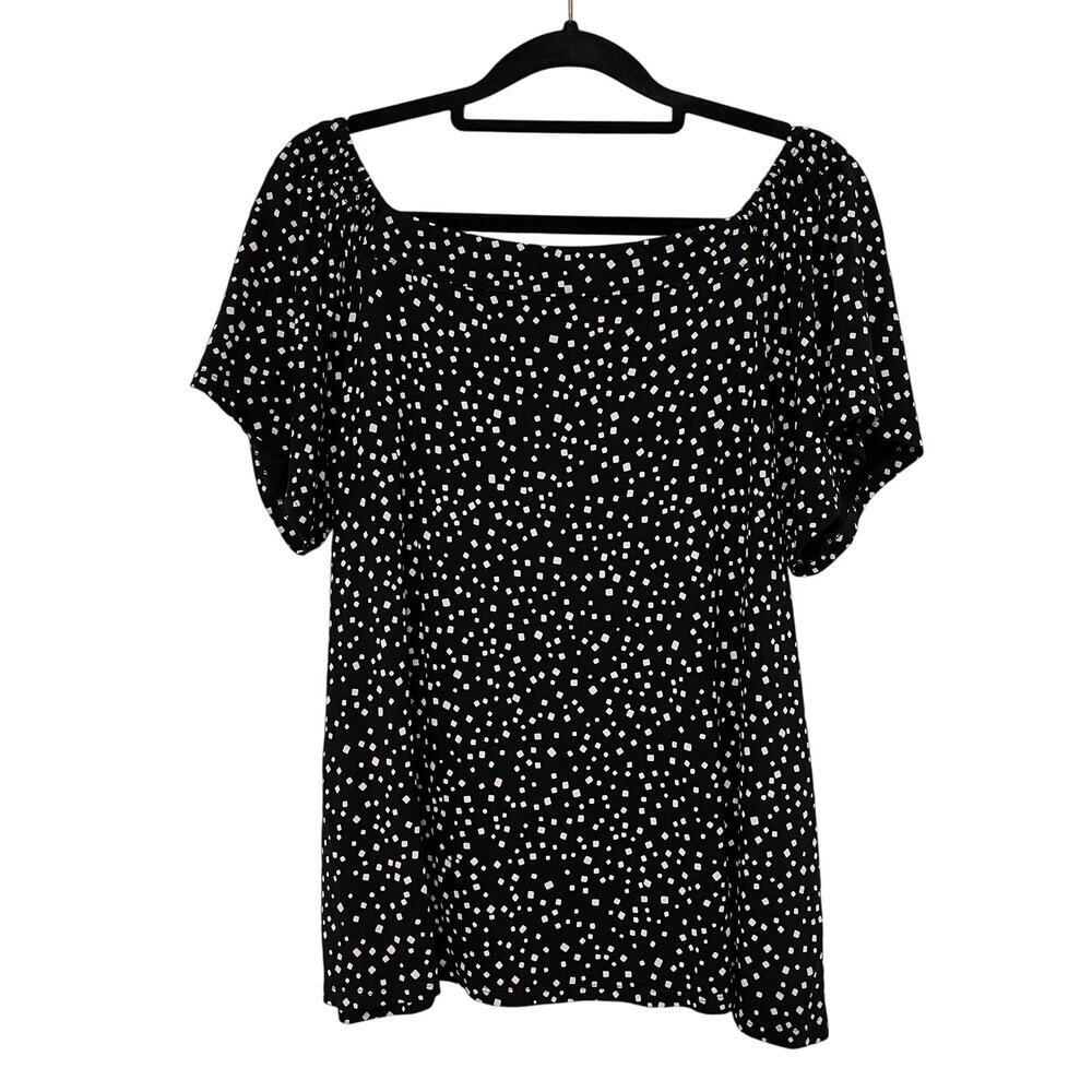 Jjill Wearever Collection Off Shoulder Dot Blouse Black White Size Medium Petite